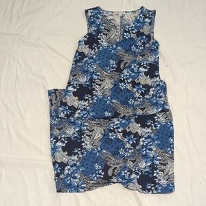 Floral Blue Sleeveless Dress